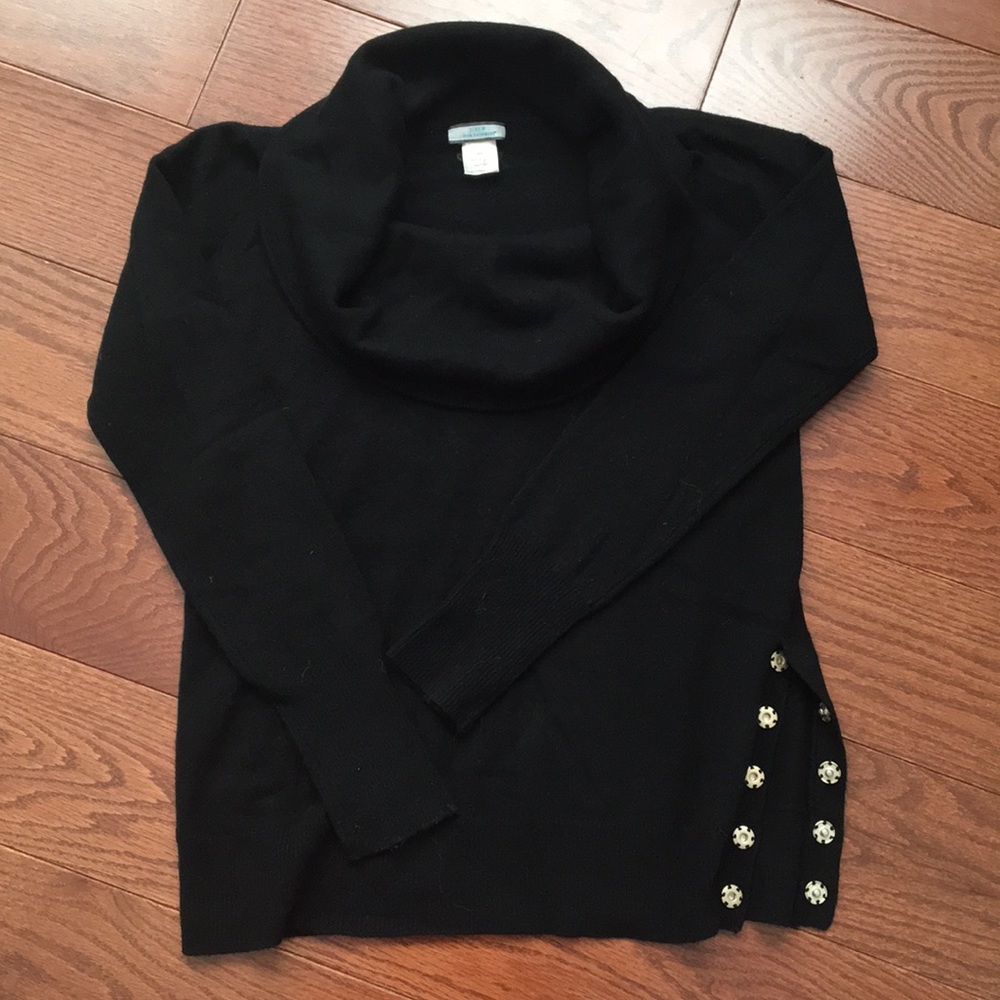 100% cashmere jcrew cowl neck with button details